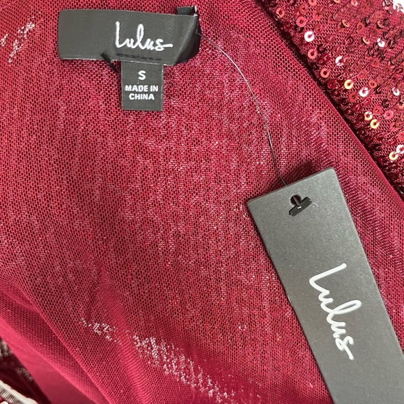 NWT. Lulus Evening of Wonder Burgundy Sequin Cowl Back Bodysuit - Picture 4 of 9